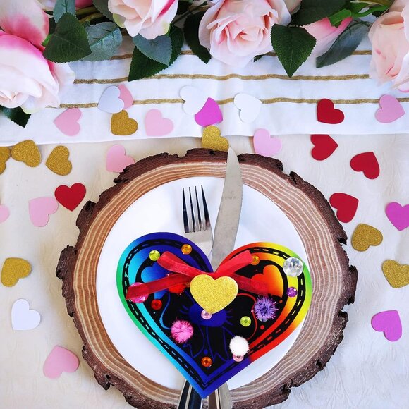 27 Sets Magic Color Scratch Paper Heart Ornaments Bookmarks Valentine Craft Kits - Picture 7 of 9